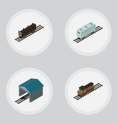 Isometric Train Set Of Lumber Shipping Train