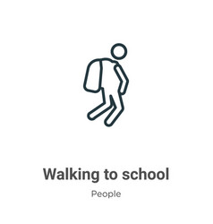 Walking To School Outline Icon Thin Line Black