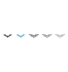 Bat Icon Set In Black And Blue Colors