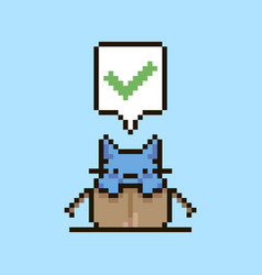 Cartoon Cute Kitten Green Approval Checkmark