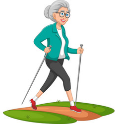 Cheerful Senior Woman Exercising By Walking