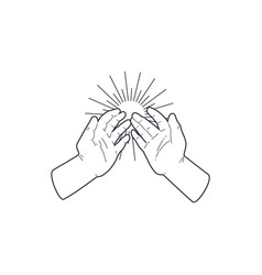 Folded Prayer Hands With Sun Black Sketch