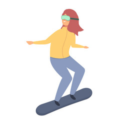 Girl Snowboarding Icon Cartoon Woman