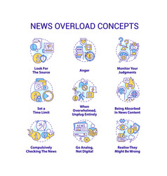 News Overload Concept Icons Set