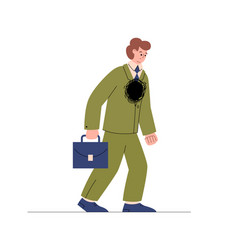 Sad Lonely Businessman Going To Work Flat Cartoon