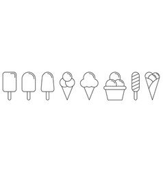 Set Of Line Ice Cream Icons