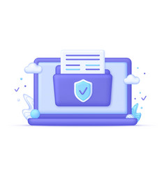 3d Computer And Secure Confidential Files Folder