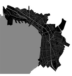 Black Thessaloniki City Map Administrative Area