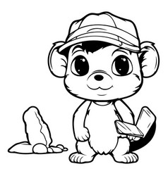 Cute Monkey With A Baseball Cap Holding