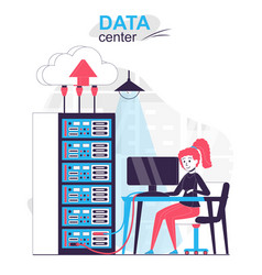 Data Center Isolated Cartoon Concept Woman