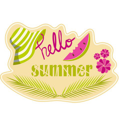 Hello Summer Patch With Beach Hat Palm Branch