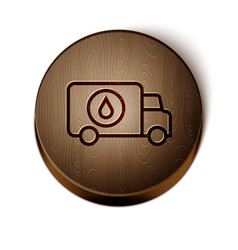 Brown Line Plumber Service Car Icon Isolated