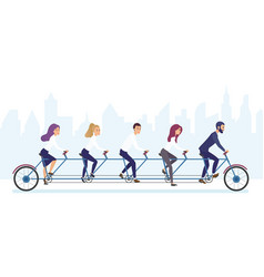 Group Of Office Business People Riding Bicycle