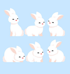 Flat Easter Bunnies Set