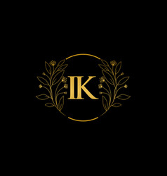 Golden Floral Letter I And K Logo Icon Luxury