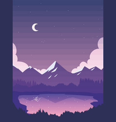 Night Lake And Mountains