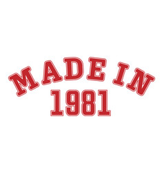 Made In 1981 Lettering Year Birth