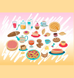 Pastries Food Icons Pies Cakes And Tea Cookies