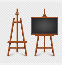 Realistic Black Chalkboard On Wooden Easel Blank