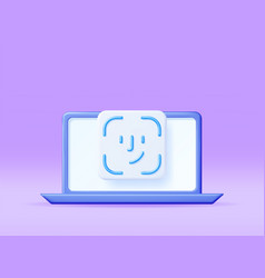 3d Face Recognition Icon On Laptop