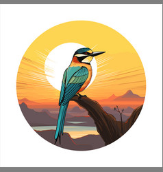 Bee Eater Colorful Cartoon Kawaii Character Beach