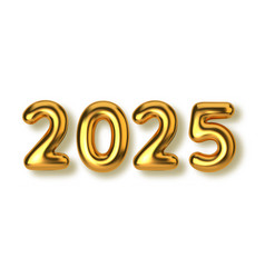 Happy New Year 2025 3d Realistic Golden Balloons