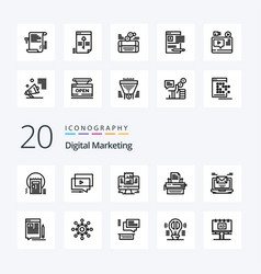 20 Digital Marketing Line Icon Pack Like Type