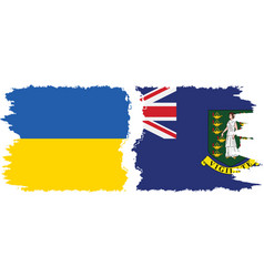 British Virgin Islands And Ukraine Grunge Flags