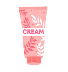 Pink Cosmetic Cream Tube With Floral Design