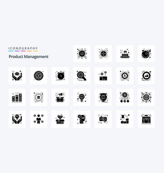 25 Product Management Solid Glyph Icon Pack