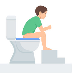 Baby Boy Sitting On Toilet Bowl In Unhealthy