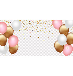 Celebration Banner With Gold Confetti And Balloons