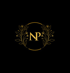 Golden Floral Letter N And P Logo Icon Luxury