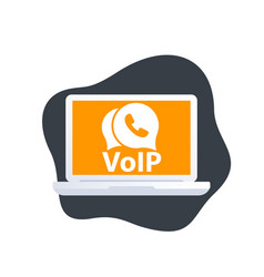 Voip Telephony Icon With A Laptop