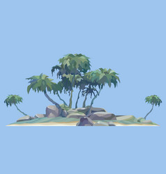 Cartoon Foggy Little Island With Palm Trees