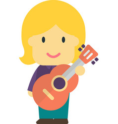 Female Musician With Guitar In Minimal Style