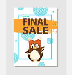 Final Winter Sale Poster With Penguin In Funny Hat