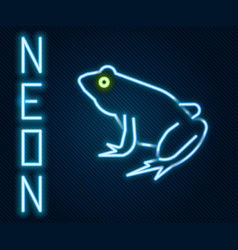 Glowing Neon Line Frog Icon Isolated On Black