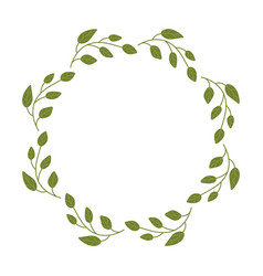 Green Wreath Of Laurel Like Leaves Drawn By Hand