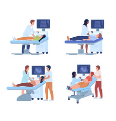 Ultrasound Examination Semi Flat Color Characters