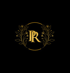 Golden Floral Letter P And R Logo Icon Luxury