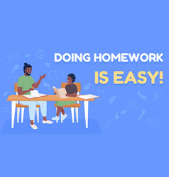 Parental Homework Involvement Flat Banner Template