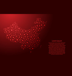 China Map From Red And Glowing Space Stars