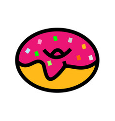 Donut With Pink Glaze And Sprinkles Illust