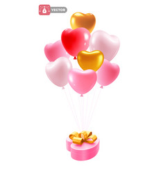 Gift Box And Heart Shape Balloons