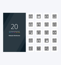 20 Website Wireframe Outline Icon For Presentation