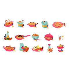 Wok Noodles Icon Set