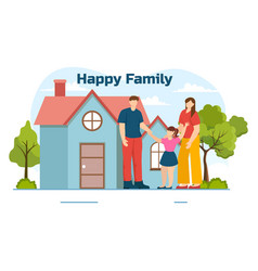 Happy Family With Mom Dad And Children Characters