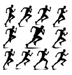 Silhouette Set Of A Person Running