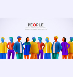 3d Colorful People Standing Together Team